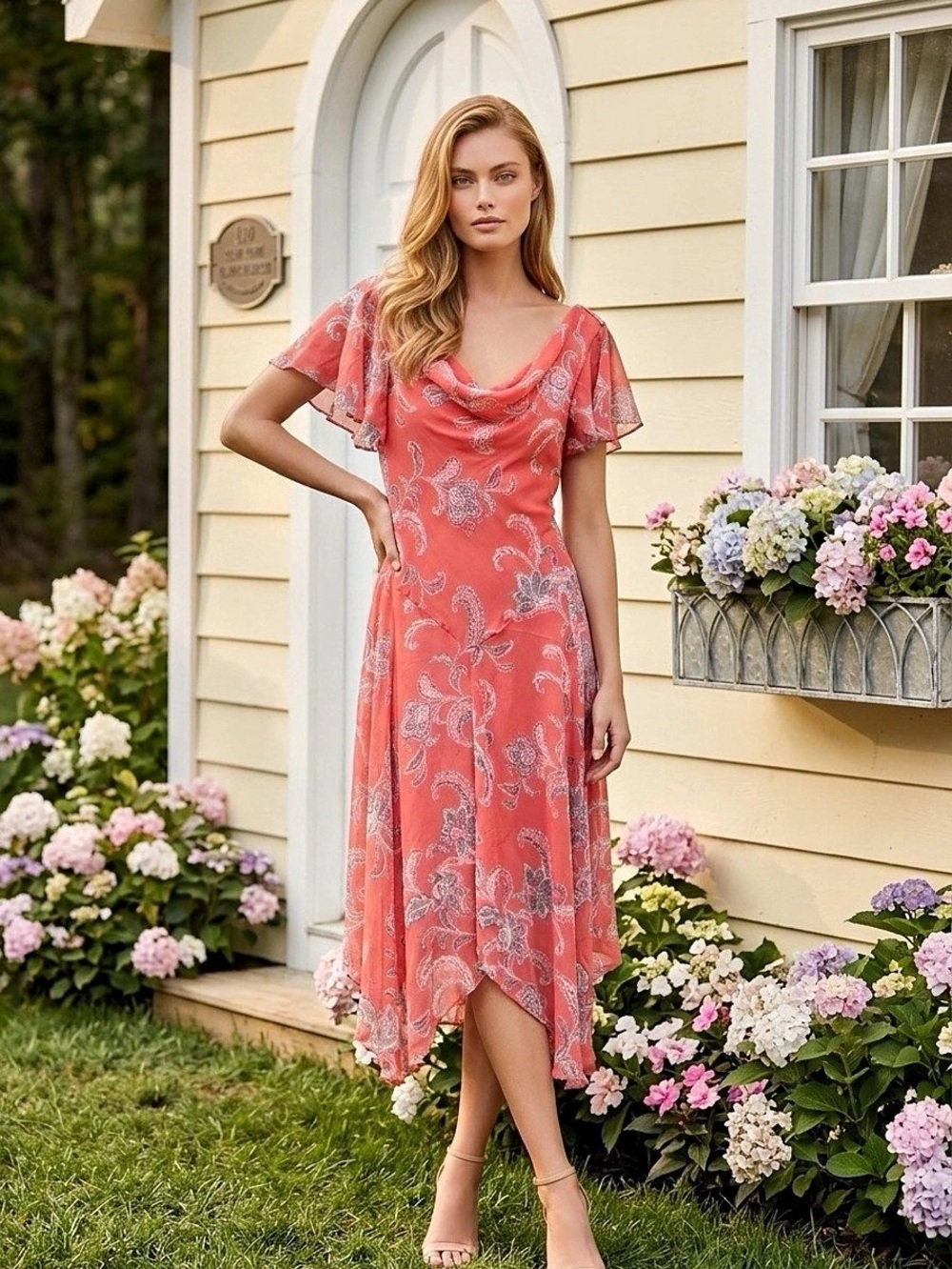 Paisley Midi Dress in Pink - New